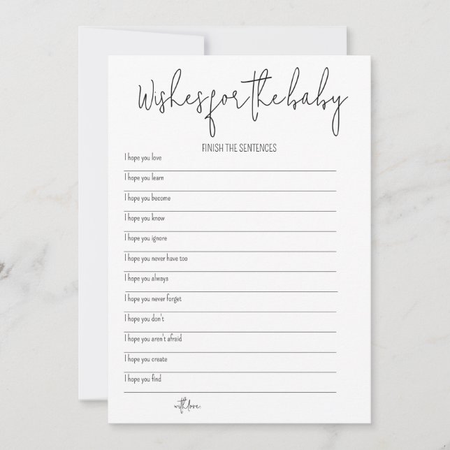 Convites Desejos para o bebê - Jogo do Chá de fraldas (Frente)