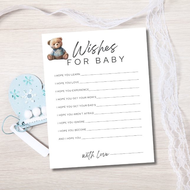 Convites Desejos para o Bebê Menino Jogo para Chá de Bebê (Baby Shower Games Baby Boy Shower Wishes For Baby)