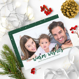 Convites Desejos Quentes Chic Verde Caligrafia Foto Natal