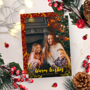 Convites Desejos Quentes de Inverno Folhas Foto Natal