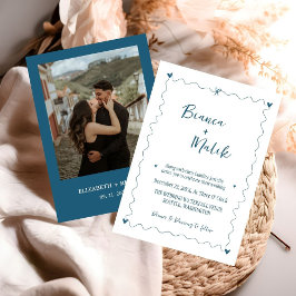 Convites Desenhado à mão Ilustração azul Scribble Casamento