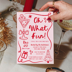 Convites Desenhado à Mão Oh Que Diversão Festa de Natal Ros