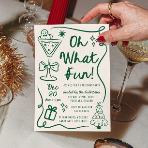 Convites Desenhado à Mão Oh Que Diversão Festa de Natal Ver