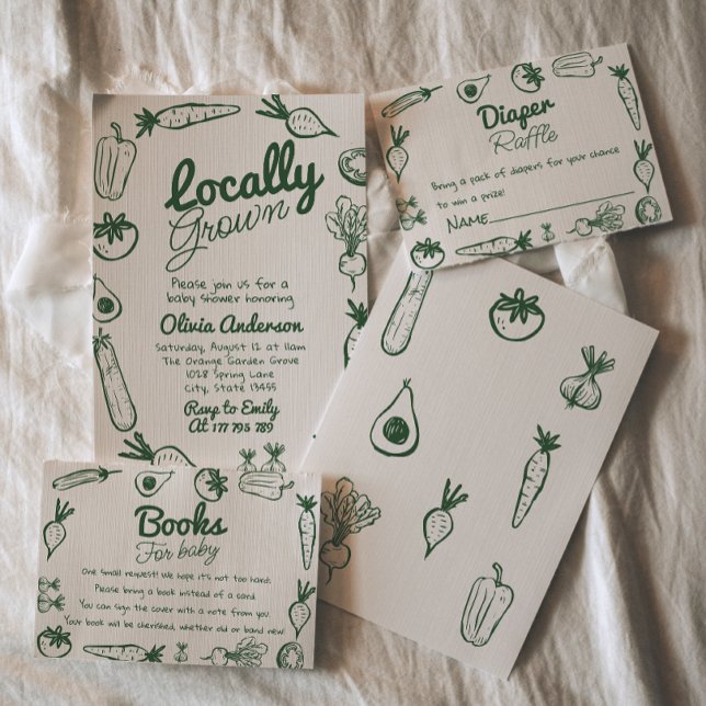 Convites Desenhado localmente Chá de fraldas de mercado do  (Criador carregado)
