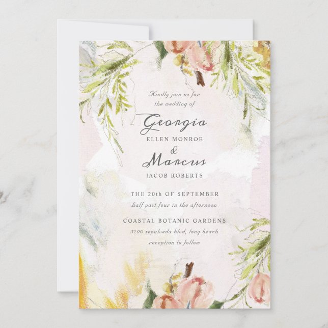 Convites Desenhado no Casamento de Tintas de Óleo de Primav (Frente)