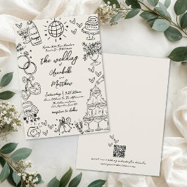 Convites Desenho à Mão Caprichoso Casamento Vintage