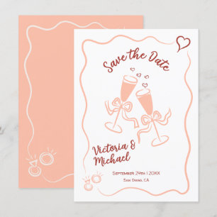 Convites Desenho à Mão Caprichoso Salve a data Casamento