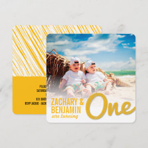 Convites Desenho Amarelo Grande Um Festa De primeiro aniver