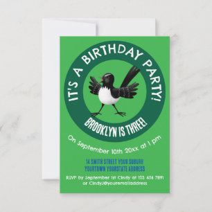 Convites desenho animado australiano Willie Wagtail