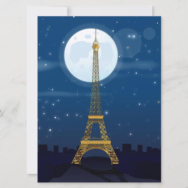 Convites desenho animado da Torre Eiffel (Frente)