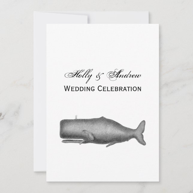 Convites Desenho Antigo de Baleia do Século XIX (Frente)