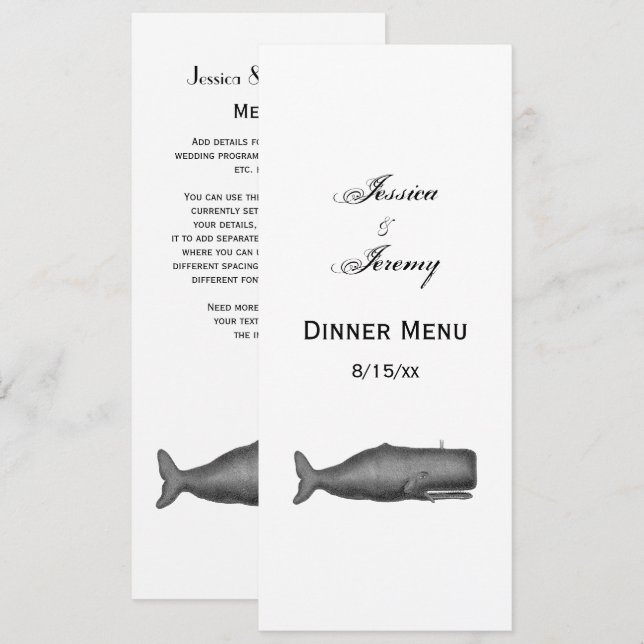 Convites Desenho Antigo de Baleia do Século XIX N (Frente/Verso)