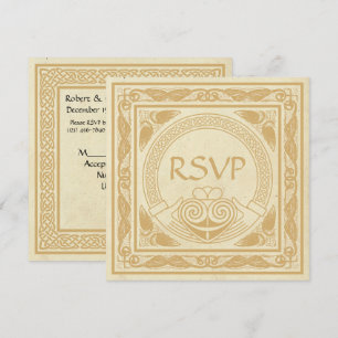 Convites Desenho Celta Com RSVP de Casamento Claddagh
