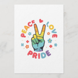 Convites Desenho colorido com mão de paz, amor e orgulho