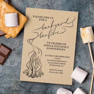 Convites Desenho Da Mão De Bonfire Do Quintal