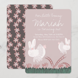 Convites Desenho Da Mão Do primeiro aniversario De Coelhinh