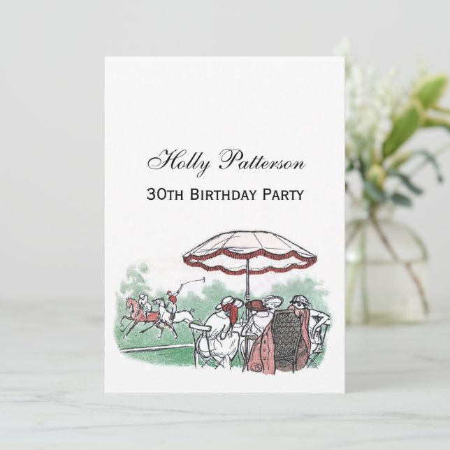 Convites Desenho de almoço das senhoras da partida de polo  (Em pé/Frente)