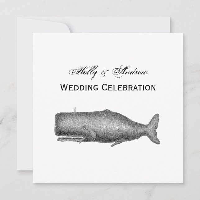 Convites Desenho de baleia do século XIX (Frente)