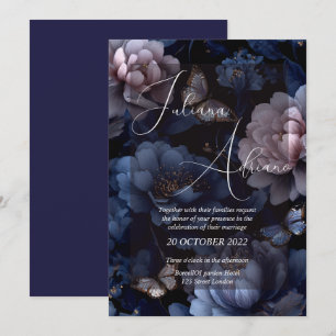 Convites desenho de casamento floral borgonha apresentando