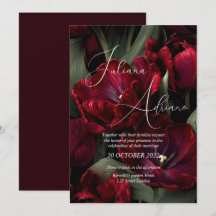 desenho de casamento floral borgonha com rico vinh