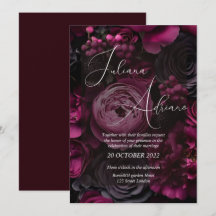 desenho de casamento floral borgonha com rico vinh