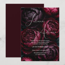 desenho de casamento floral borgonha com rico vinh