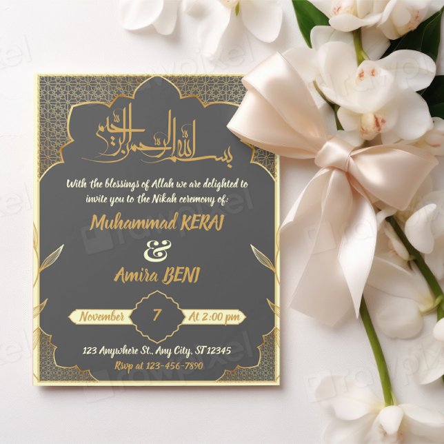 Convites Desenho de Casamento Islâmico Nikah Árabe Muçulman (Criador carregado)