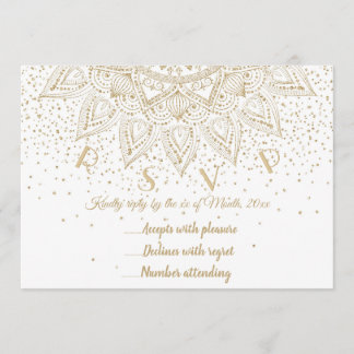 Convites Desenho de Confete de Mandala em Dourado Elegante