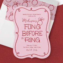 Convites Desenho de Doodela Vermelha e Rosa Piscando Antes 