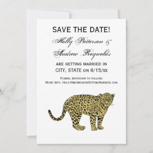 Convites Desenho de Gato Malhado Leopardo Onça Vintage