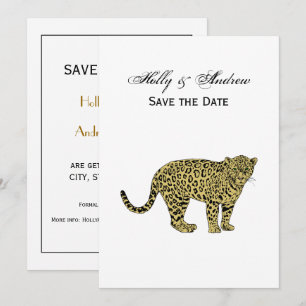 Convites Desenho de Gato Malhado Leopardo Onça Vintage