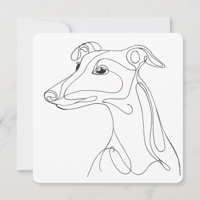 Convites Desenho de Greyhound em Linha Cinza - Design Minim (Frente)