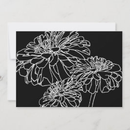 Convites Desenho de linha floral preto mínimo
