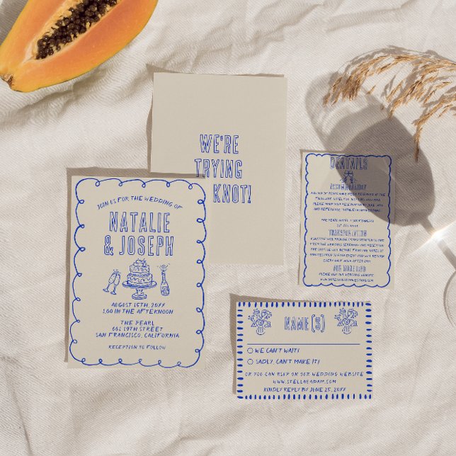 Convites Desenho De Mão Escrito Scribble Quirky Retro Casam (Criador carregado)