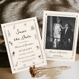 Convites Desenho de Mão Velho Casamento de Dinheiro Salve a