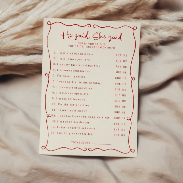 Convites Desenho de Mão Vermelha Ele disse que ela disse Ca (Criador carregado)