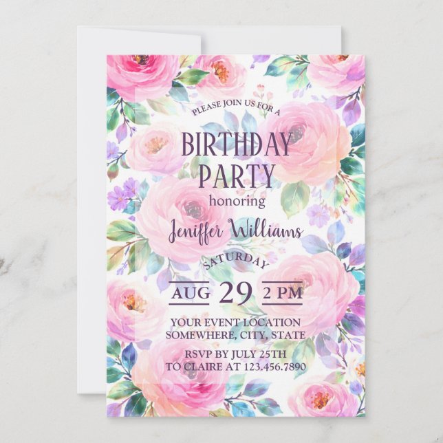 Convites Desenho de nome personalizado Boho floral ao nasce (Frente)