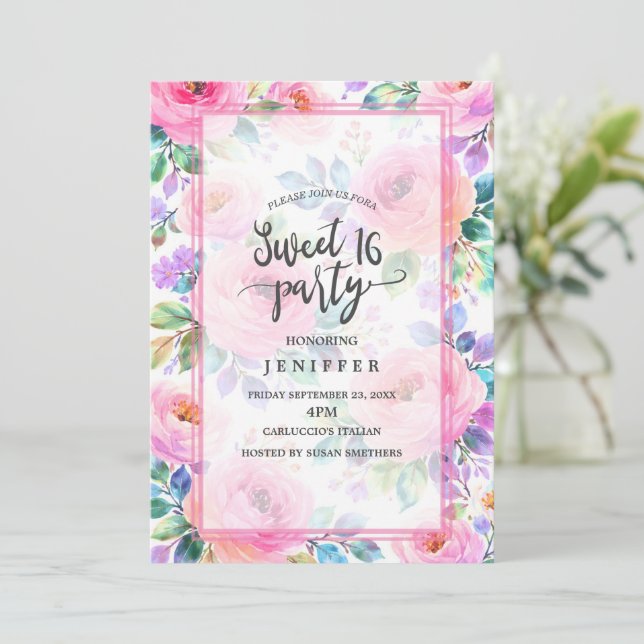 Convites Desenho de Nome Personalizado Boho Floral do Nasce (Em pé/Frente)