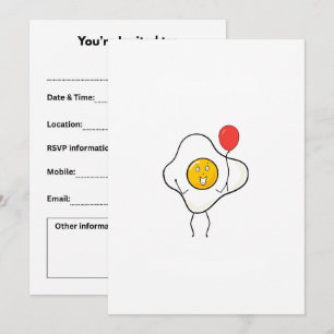 Convites Desenho de ovo com balão, personalize, personalize