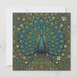 Convites Desenho de pavão boêmio vintage elegante