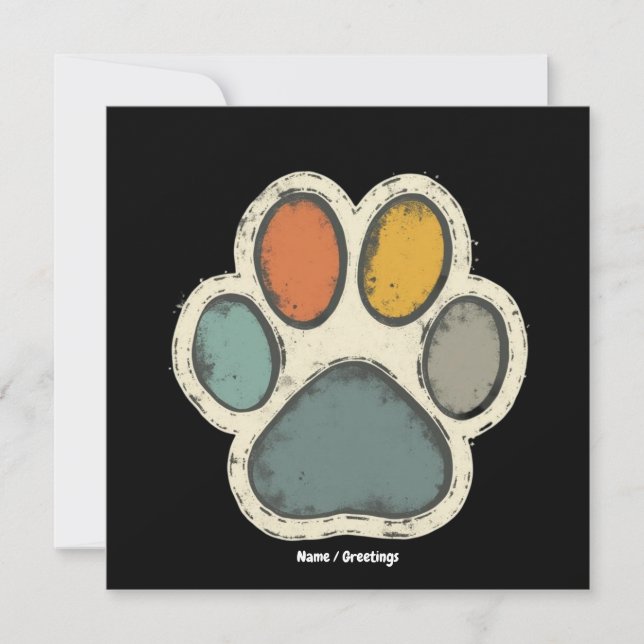 Convites Desenho de Paz Amante de Animais com Pegada de Pat (Frente)