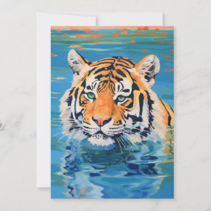 Convites Desenho de tigre, pintado, arte colorida