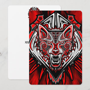 Convites Desenho de Totem Tribal Haida de Lobo