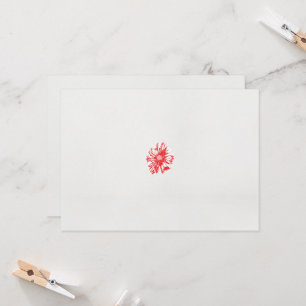 Convites desenho de uma flor vermelha sobre fundo branco
