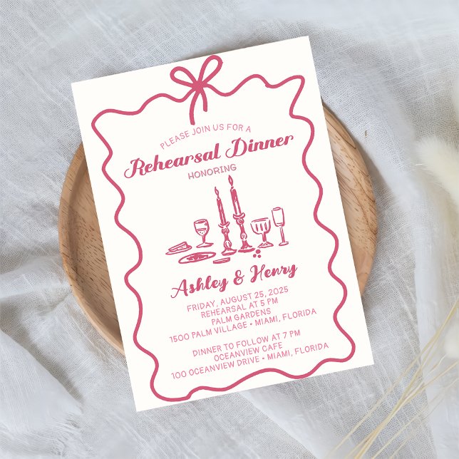 Convites Desenho Desenhado à Mão Jantar de Rehearsal de Cas (Criador carregado)