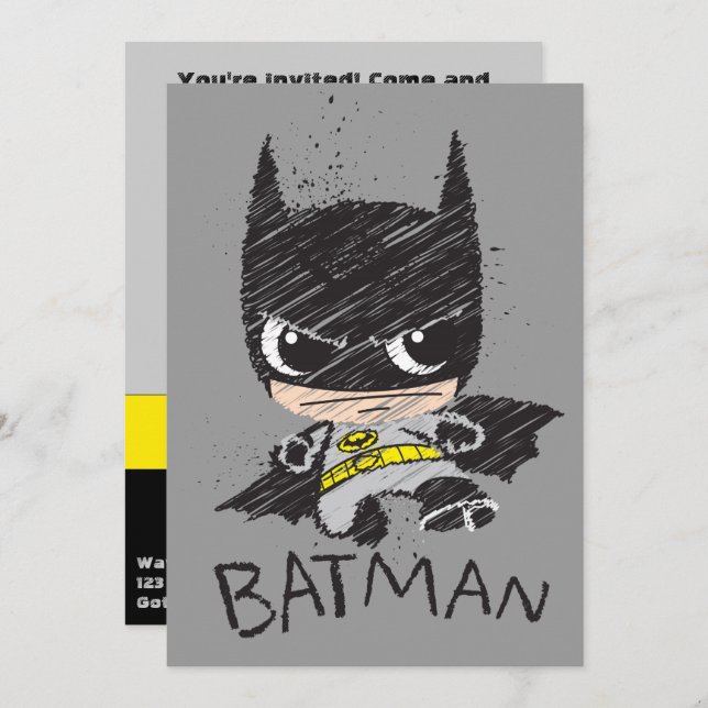 Convites Desenho do Mini Clássico Batman (Frente/Verso)