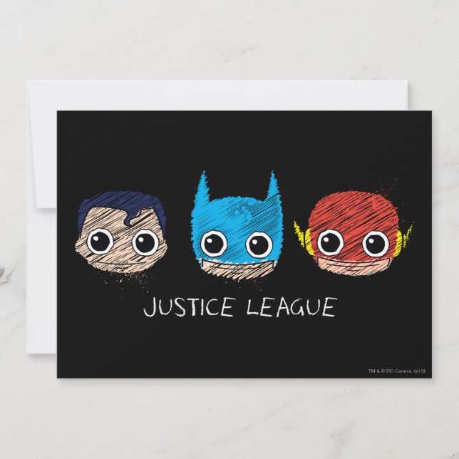 Convites Desenho dos Chefes da Mini Justice League (Frente)