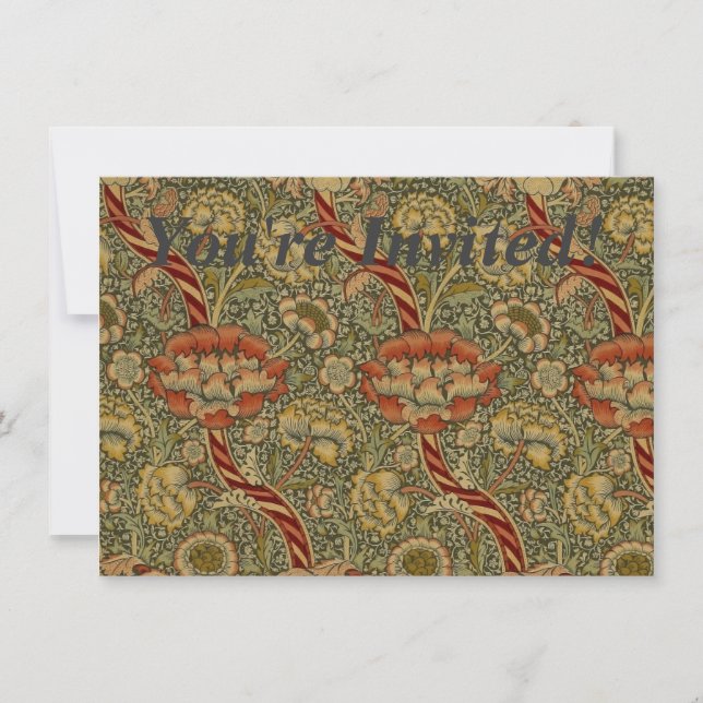 Convites Desenho Floral em Damask de William Morris Wandle  (Frente)