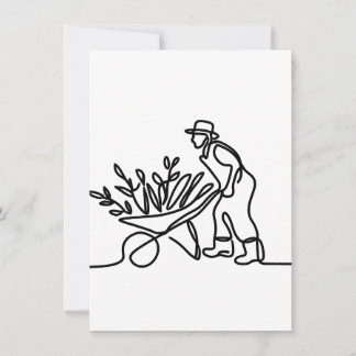 Convites desenho linear de um agricultor ou jardineiro