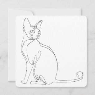 Convites Desenho Minimalista de Gato Sphynx à Mão
